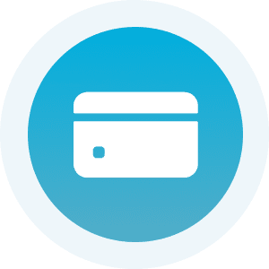 Credit card icon in blue circle