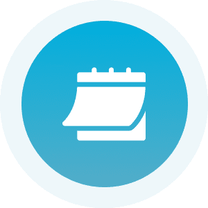 Blue circular calendar symbol