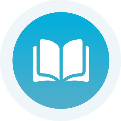 Open book icon on blue circle background