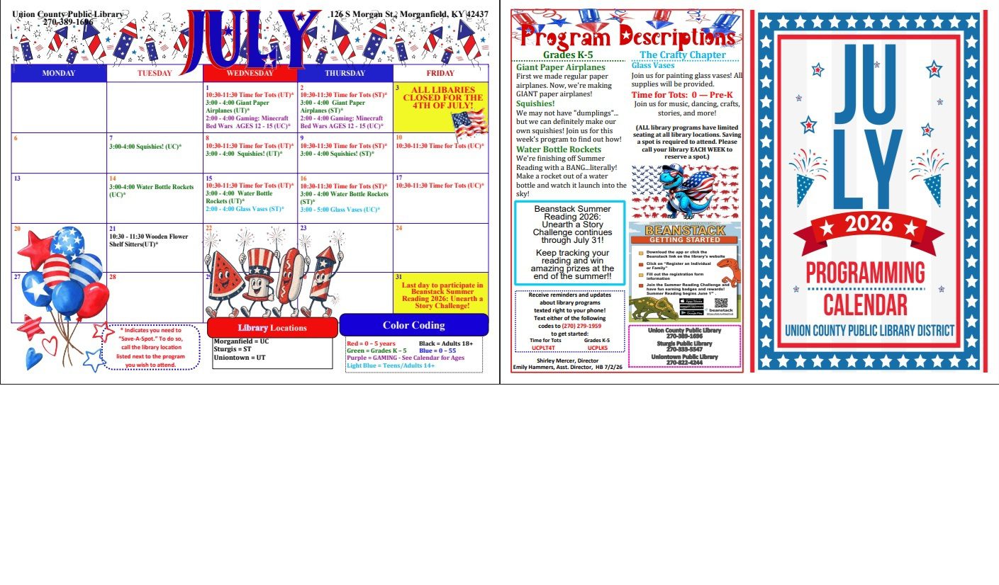 July 2026 Programming Calendar